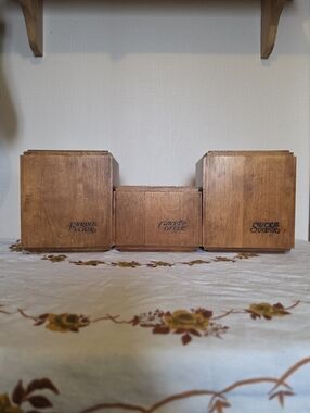 Wooden Kitchen Canister Set - Flour Coffee Sugar - Warm Brown Baribo Maid Canada